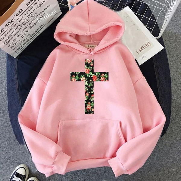 Black friday Funny Christian Cross God Jesus Faith Hope Graphic Women Sweatshirt Aesthetic Harajuku Hoodies Hip Hop Streetwear