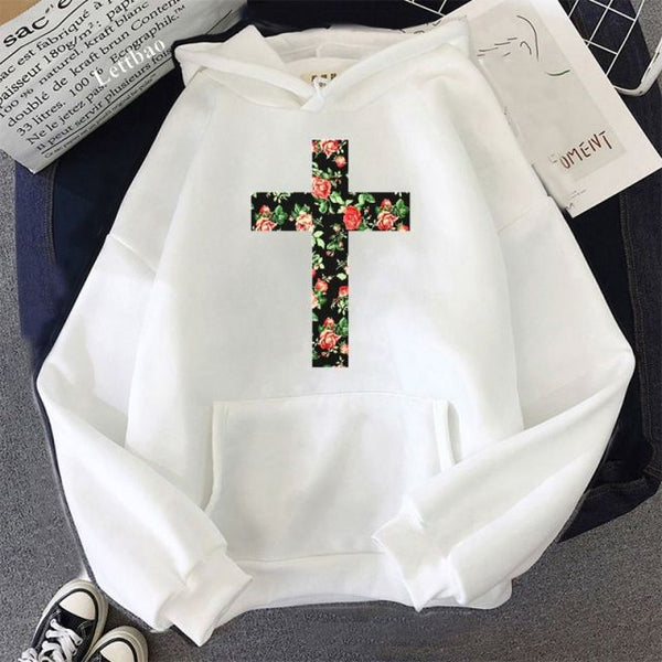 Black friday Funny Christian Cross God Jesus Faith Hope Graphic Women Sweatshirt Aesthetic Harajuku Hoodies Hip Hop Streetwear