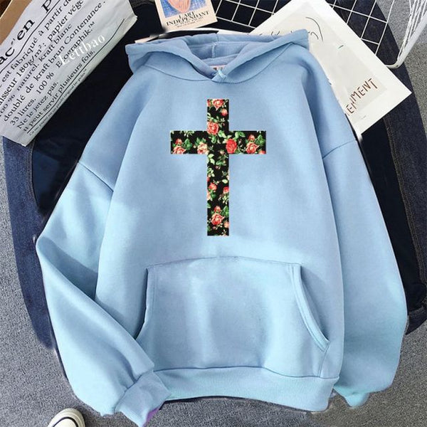 Black friday Funny Christian Cross God Jesus Faith Hope Graphic Women Sweatshirt Aesthetic Harajuku Hoodies Hip Hop Streetwear