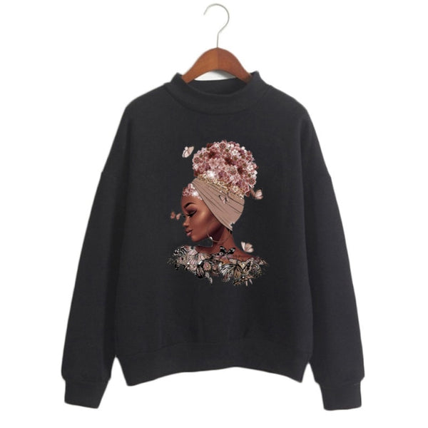 Melanin Poppin pink hoodies women clothing Beautiful black girl print sweatshirt women sweat femme sudadera mujer 2019 tops