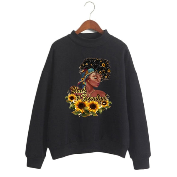 Melanin Poppin pink hoodies women clothing Beautiful black girl print sweatshirt women sweat femme sudadera mujer 2019 tops