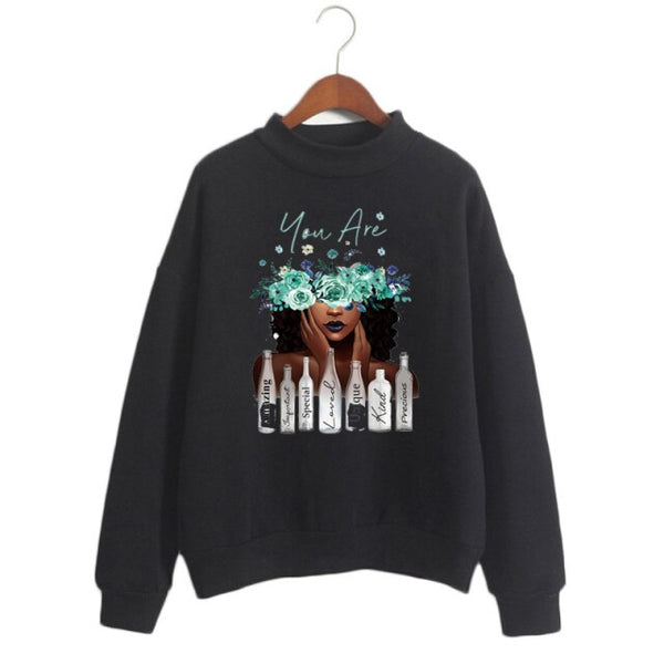 Melanin Poppin pink hoodies women clothing Beautiful black girl print sweatshirt women sweat femme sudadera mujer 2019 tops