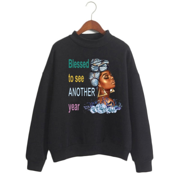 Melanin Poppin pink hoodies women clothing Beautiful black girl print sweatshirt women sweat femme sudadera mujer 2019 tops