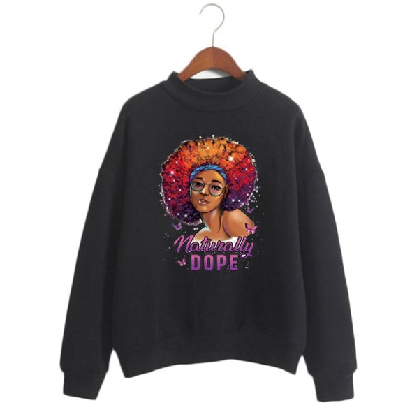 Melanin Poppin pink hoodies women clothing Beautiful black girl print sweatshirt women sweat femme sudadera mujer 2019 tops