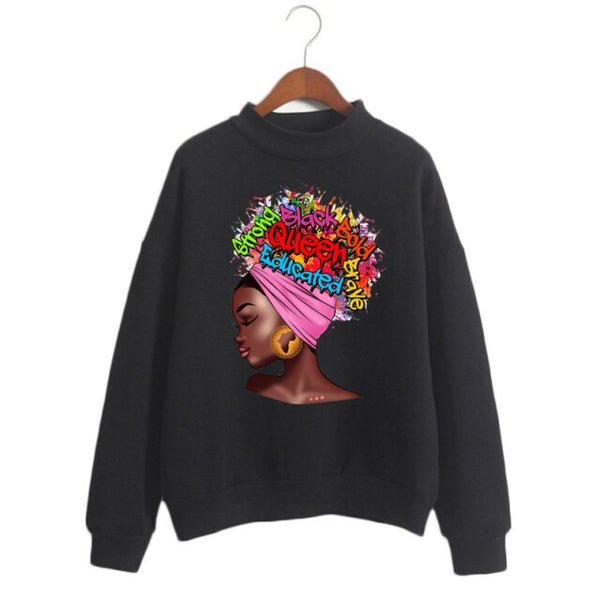 Melanin Poppin pink hoodies women clothing Beautiful black girl print sweatshirt women sweat femme sudadera mujer 2019 tops