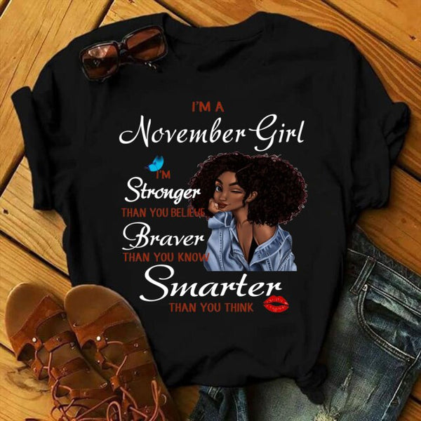 New Fashion Birthday Month Tshirts I'm A October Girl Melanin Ladies Graphic Printed Women Black T-shirt Short Sleeve Tops Tee
