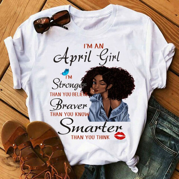 New Fashion Birthday Month Tshirts I'm A October Girl Melanin Ladies Graphic Printed Women Black T-shirt Short Sleeve Tops Tee