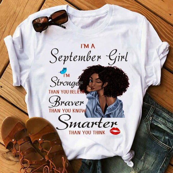 New Fashion Birthday Month Tshirts I'm A October Girl Melanin Ladies Graphic Printed Women Black T-shirt Short Sleeve Tops Tee
