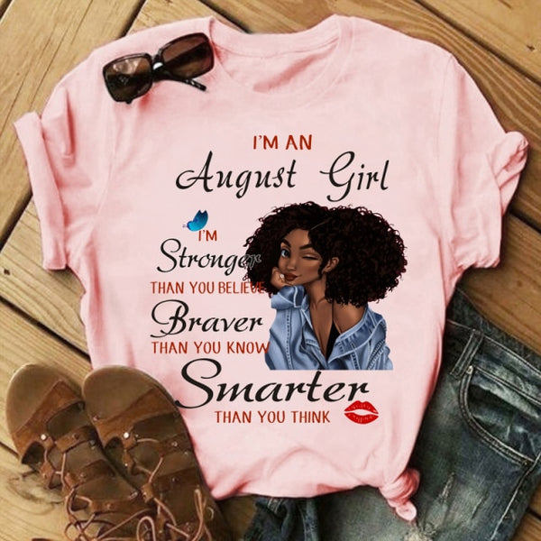 New Fashion Birthday Month Tshirts I'm A October Girl Melanin Ladies Graphic Printed Women Black T-shirt Short Sleeve Tops Tee