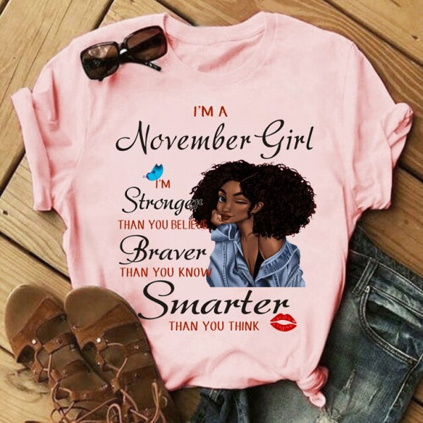 New Fashion Birthday Month Tshirts I'm A October Girl Melanin Ladies Graphic Printed Women Black T-shirt Short Sleeve Tops Tee