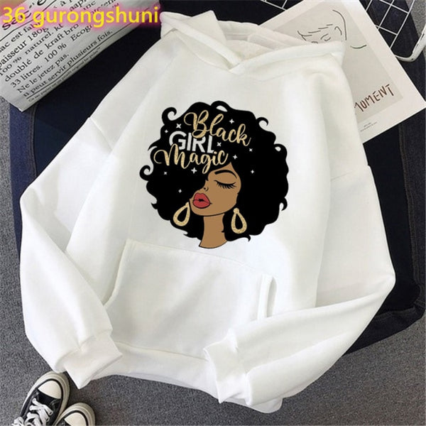 Watercolor Birthday Queen Black Girl Magic Print Pink Hoodies Women/Girls Fashion Melanin Crown Tracksuit Femme Streetwear Tops