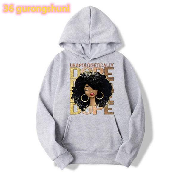 Watercolor Birthday Queen Black Girl Magic Print Pink Hoodies Women/Girls Fashion Melanin Crown Tracksuit Femme Streetwear Tops