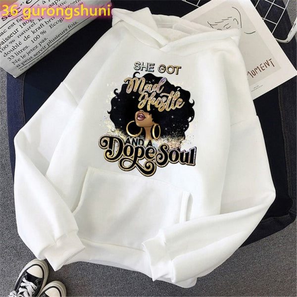 Watercolor Birthday Queen Black Girl Magic Print Pink Hoodies Women/Girls Fashion Melanin Crown Tracksuit Femme Streetwear Tops