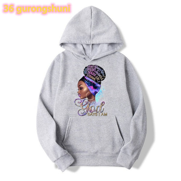 Watercolor Birthday Queen Black Girl Magic Print Pink Hoodies Women/Girls Fashion Melanin Crown Tracksuit Femme Streetwear Tops