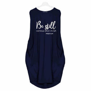 Women Dress Be Still And Know That I Am God Faith Jesus Sleeveless Letters Print Dresses Oversized 5XL Dropshipping