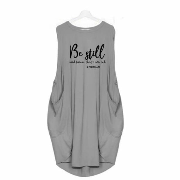 Women Dress Be Still And Know That I Am God Faith Jesus Sleeveless Letters Print Dresses Oversized 5XL Dropshipping