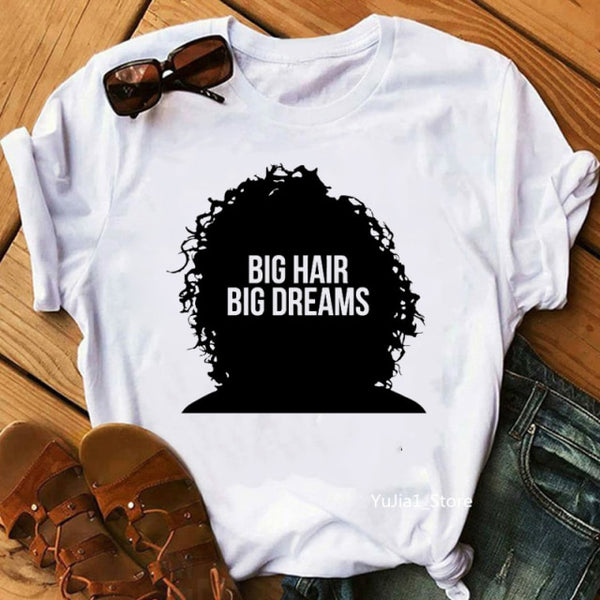 Flower curly puff hair african black girl print tee shirt femme magic melanin poppin shirt black live matter t shirt women tops