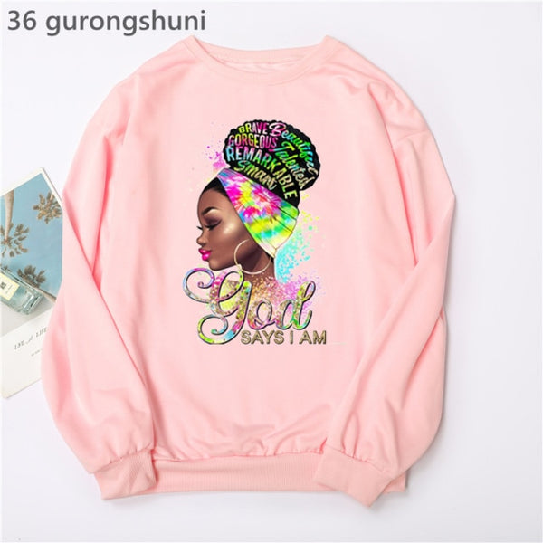 Watercolor Golden Unapologetically Graphic Print Hoodies Women/Girls Fashion African Black Girl Magic Sweatshirt Femme Jumper