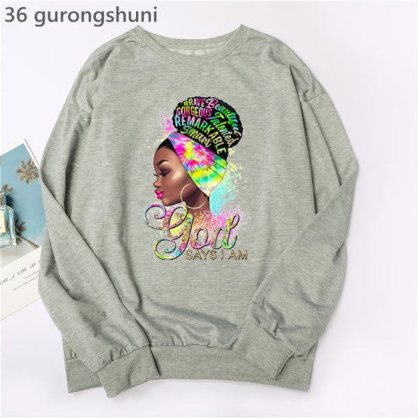 Watercolor Golden Unapologetically Graphic Print Hoodies Women/Girls Fashion African Black Girl Magic Sweatshirt Femme Jumper