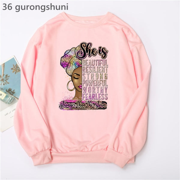 Watercolor Golden Unapologetically Graphic Print Hoodies Women/Girls Fashion African Black Girl Magic Sweatshirt Femme Jumper