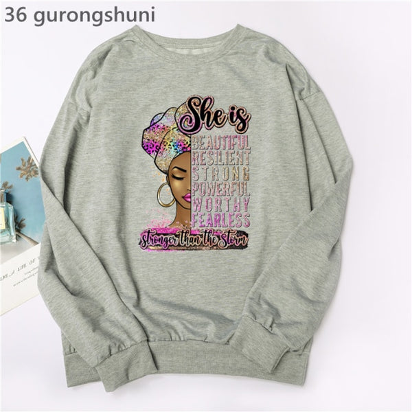 Watercolor Golden Unapologetically Graphic Print Hoodies Women/Girls Fashion African Black Girl Magic Sweatshirt Femme Jumper