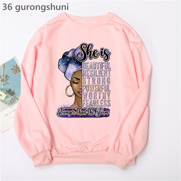 Watercolor Golden Unapologetically Graphic Print Hoodies Women/Girls Fashion African Black Girl Magic Sweatshirt Femme Jumper