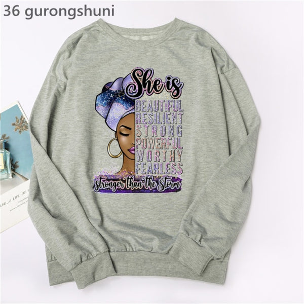 Watercolor Golden Unapologetically Graphic Print Hoodies Women/Girls Fashion African Black Girl Magic Sweatshirt Femme Jumper