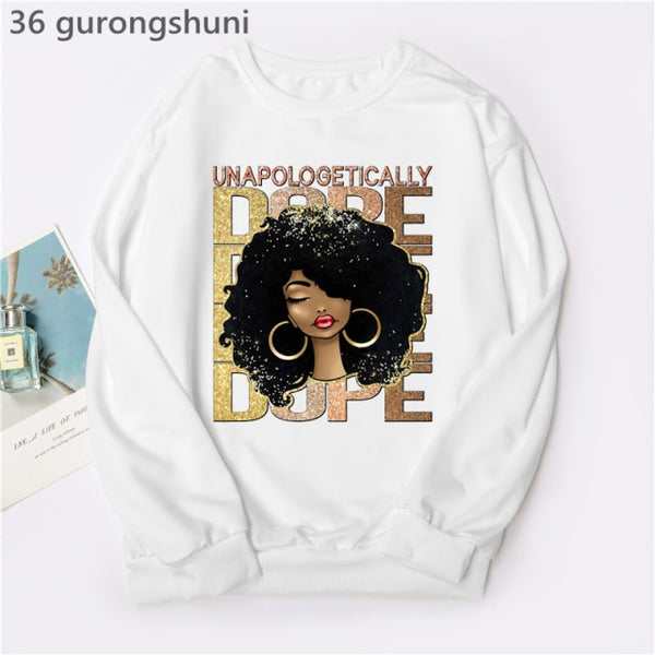 Watercolor Golden Unapologetically Graphic Print Hoodies Women/Girls Fashion African Black Girl Magic Sweatshirt Femme Jumper