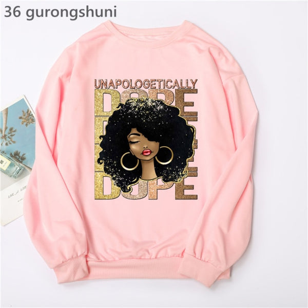 Watercolor Golden Unapologetically Graphic Print Hoodies Women/Girls Fashion African Black Girl Magic Sweatshirt Femme Jumper