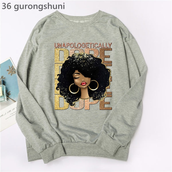 Watercolor Golden Unapologetically Graphic Print Hoodies Women/Girls Fashion African Black Girl Magic Sweatshirt Femme Jumper