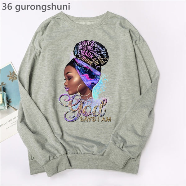 Watercolor Golden Unapologetically Graphic Print Hoodies Women/Girls Fashion African Black Girl Magic Sweatshirt Femme Jumper