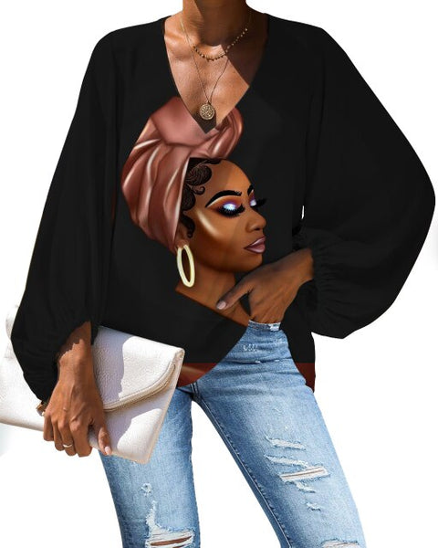 Large Size Blouse Black Magic Girls Chiffon Shirt Afro Lady Melanin Poppin Art Print Long Sleeve Shirt Tops Female Clothing
