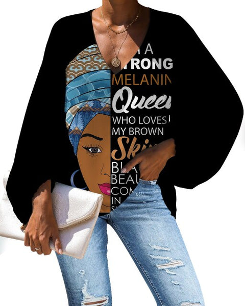 Large Size Blouse Black Magic Girls Chiffon Shirt Afro Lady Melanin Poppin Art Print Long Sleeve Shirt Tops Female Clothing