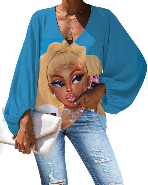 Large Size Blouse Black Magic Girls Chiffon Shirt Afro Lady Melanin Poppin Art Print Long Sleeve Shirt Tops Female Clothing
