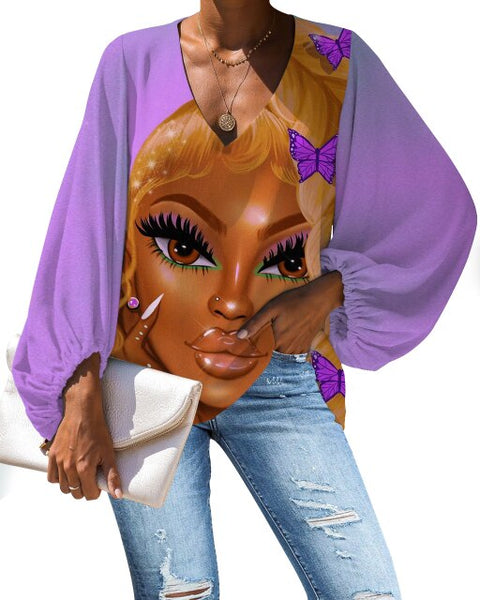 Large Size Blouse Black Magic Girls Chiffon Shirt Afro Lady Melanin Poppin Art Print Long Sleeve Shirt Tops Female Clothing