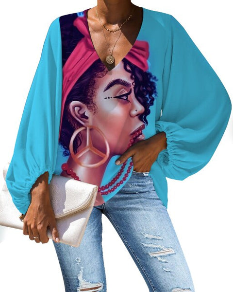 Large Size Blouse Black Magic Girls Chiffon Shirt Afro Lady Melanin Poppin Art Print Long Sleeve Shirt Tops Female Clothing