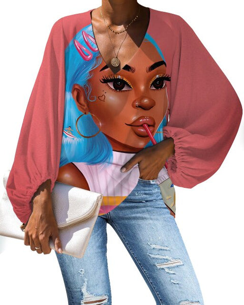 Large Size Blouse Black Magic Girls Chiffon Shirt Afro Lady Melanin Poppin Art Print Long Sleeve Shirt Tops Female Clothing
