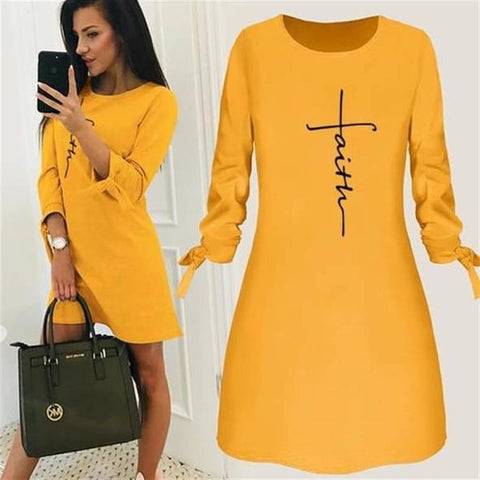 Faith 2022 Nieuwe Women Dress Fashion Geloof Hoop Liefde Letters Print Vrouwen Onregelmatige Jurk Plus Size