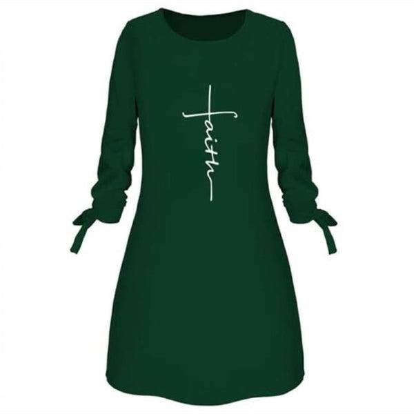 Faith 2022 Nieuwe Women Dress Fashion Geloof Hoop Liefde Letters Print Vrouwen Onregelmatige Jurk Plus Size