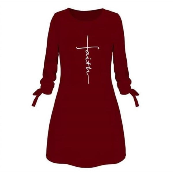 Faith 2022 Nieuwe Women Dress Fashion Geloof Hoop Liefde Letters Print Vrouwen Onregelmatige Jurk Plus Size