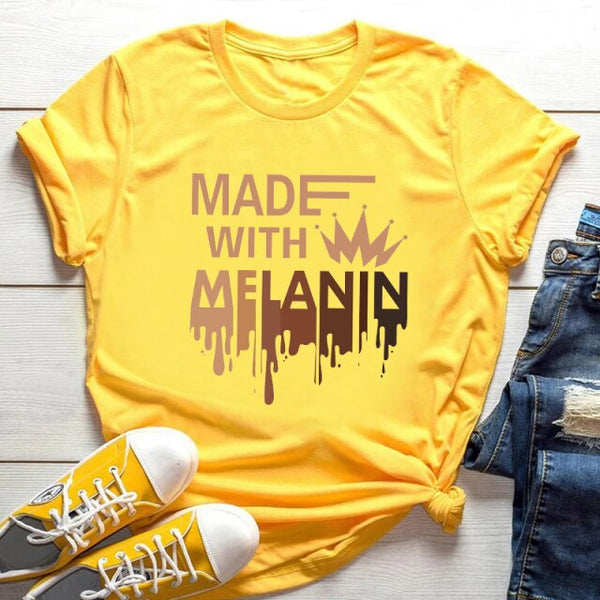 Cartoon T-shirt Kawaii Melanin T Shirt Women Funny Black African Curly Hair Girl Graphic Tees Aesthetic Tshirt Female