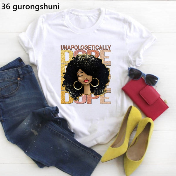 God says you are black girl is beutiful magic t shirt women fashion graphic t shirts black lives matter Juneteenth tshirt tops