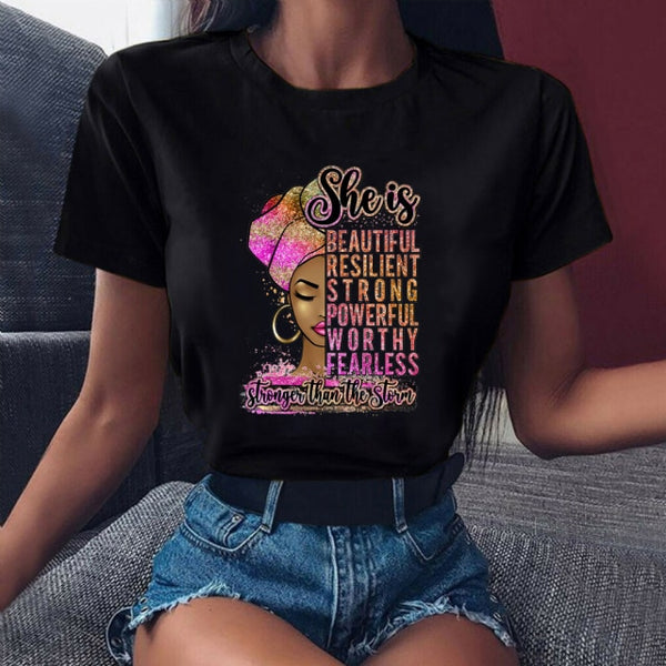 God says you are black girl is beutiful magic t shirt women fashion graphic t shirts black lives matter Juneteenth tshirt tops