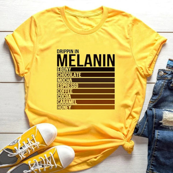 FIXSYS Kawaii Melanin T Shirt Women Funny Black African Curly Hair Girl Graphic Tees Cartoon T-shirt Aesthetic Tshirt