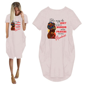 God Says You Are Black Girl is Beautiful Magic Print Women With Pocket Ladies O Neck Top Female T Shirt Dress